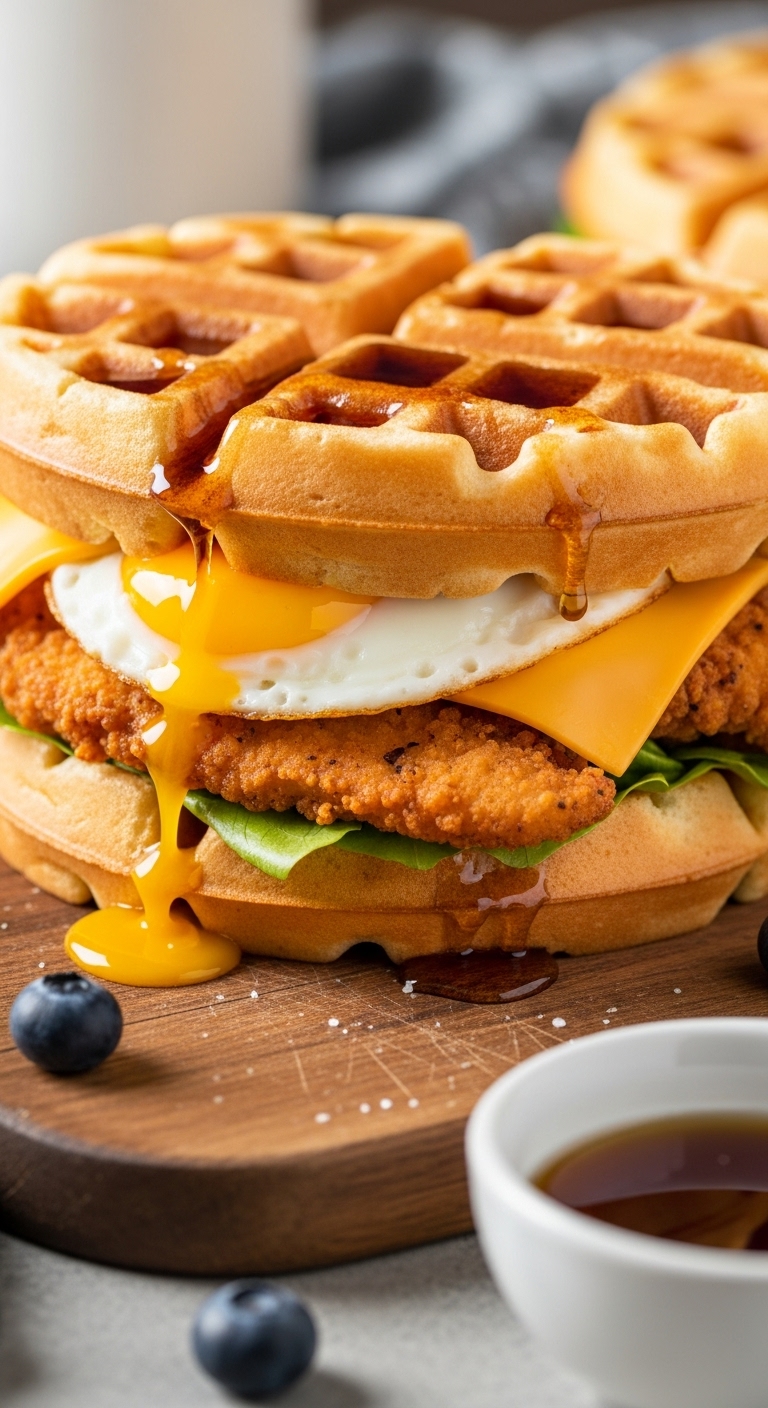Crispy Buttermilk Waffle Sandwich — The Ultimate Breakfast Fusion