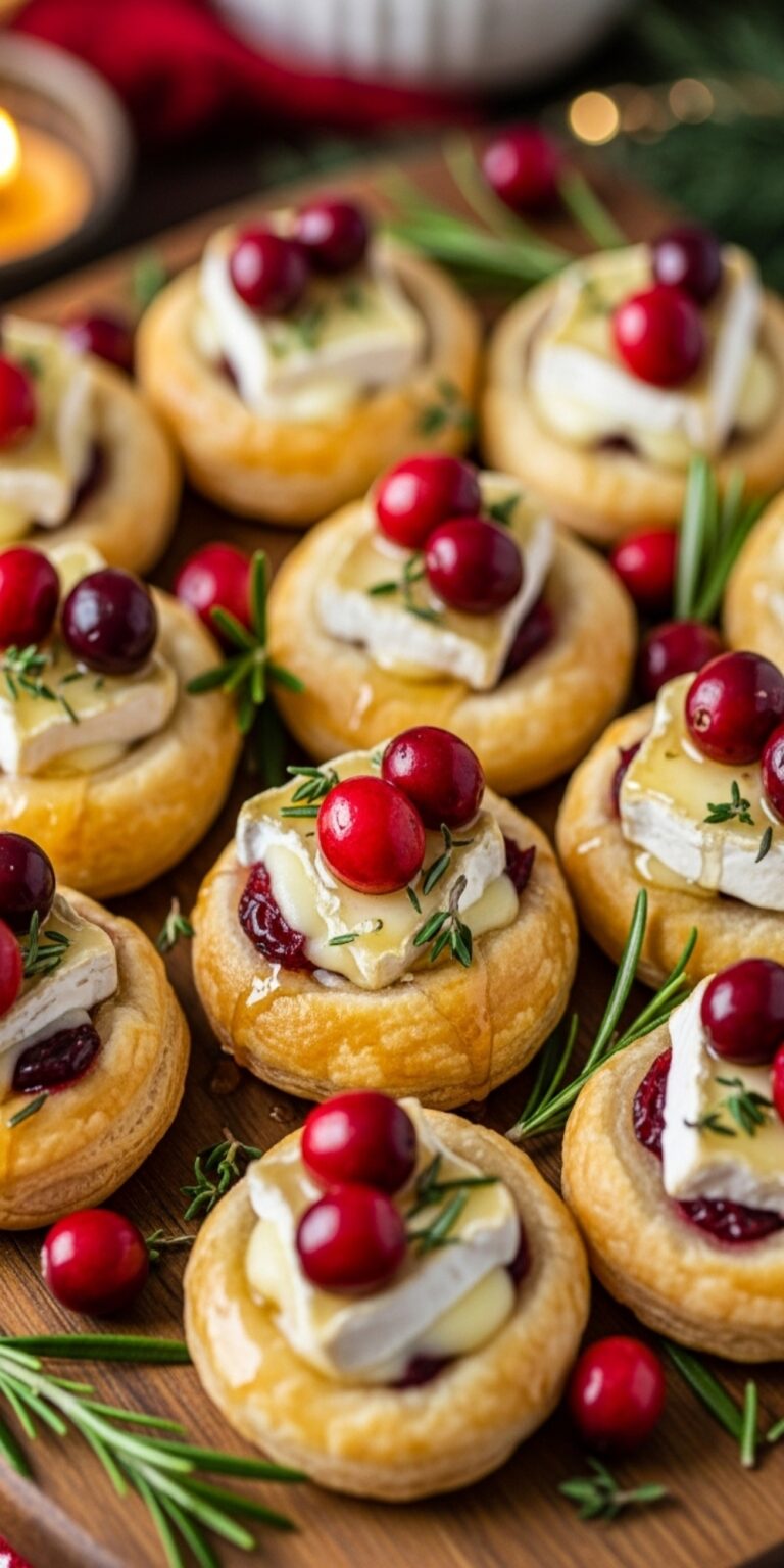 Festive Cranberry Brie Puff Pastry Bites – The Perfect Holiday Appetizer for Christmas & New Year Celebrations