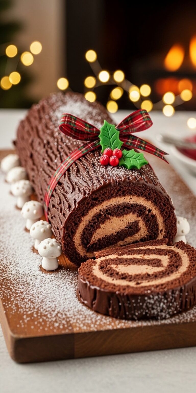 Chocolate Yule Log (Bûche de Noël) – A Classic Christmas Cake That’s as Beautiful as It Is Delicious