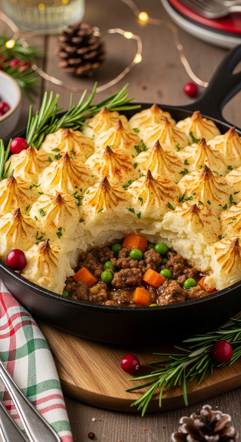 Cozy Comfort for the Holidays: Christmas Shepherd’s Pie with Creamy Mashed Potato Topping