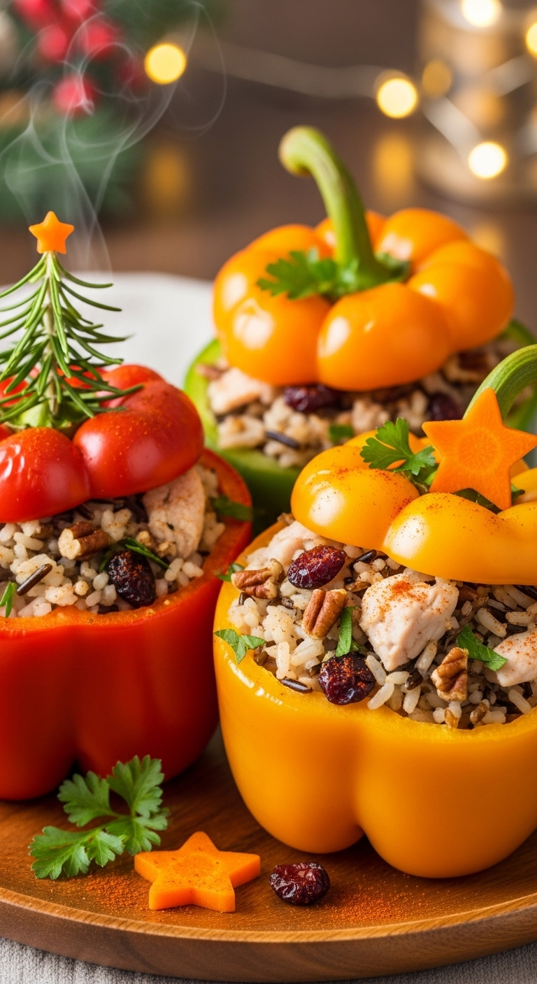 Festive Stuffed Bell Peppers with Rice & Turkey: A Colorful Holiday Comfort Dish
